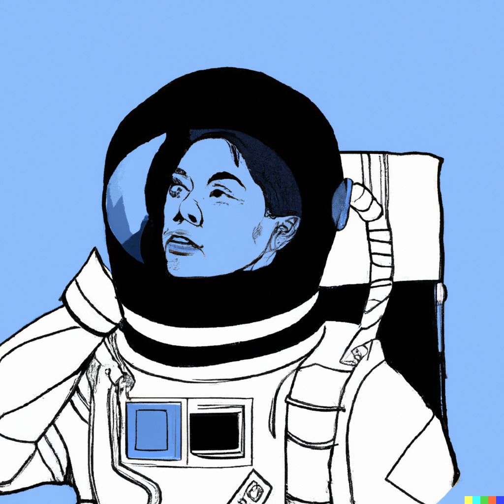 an astronaut, futuristic print